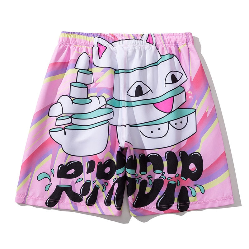 Pink Cat Graphic Shorts