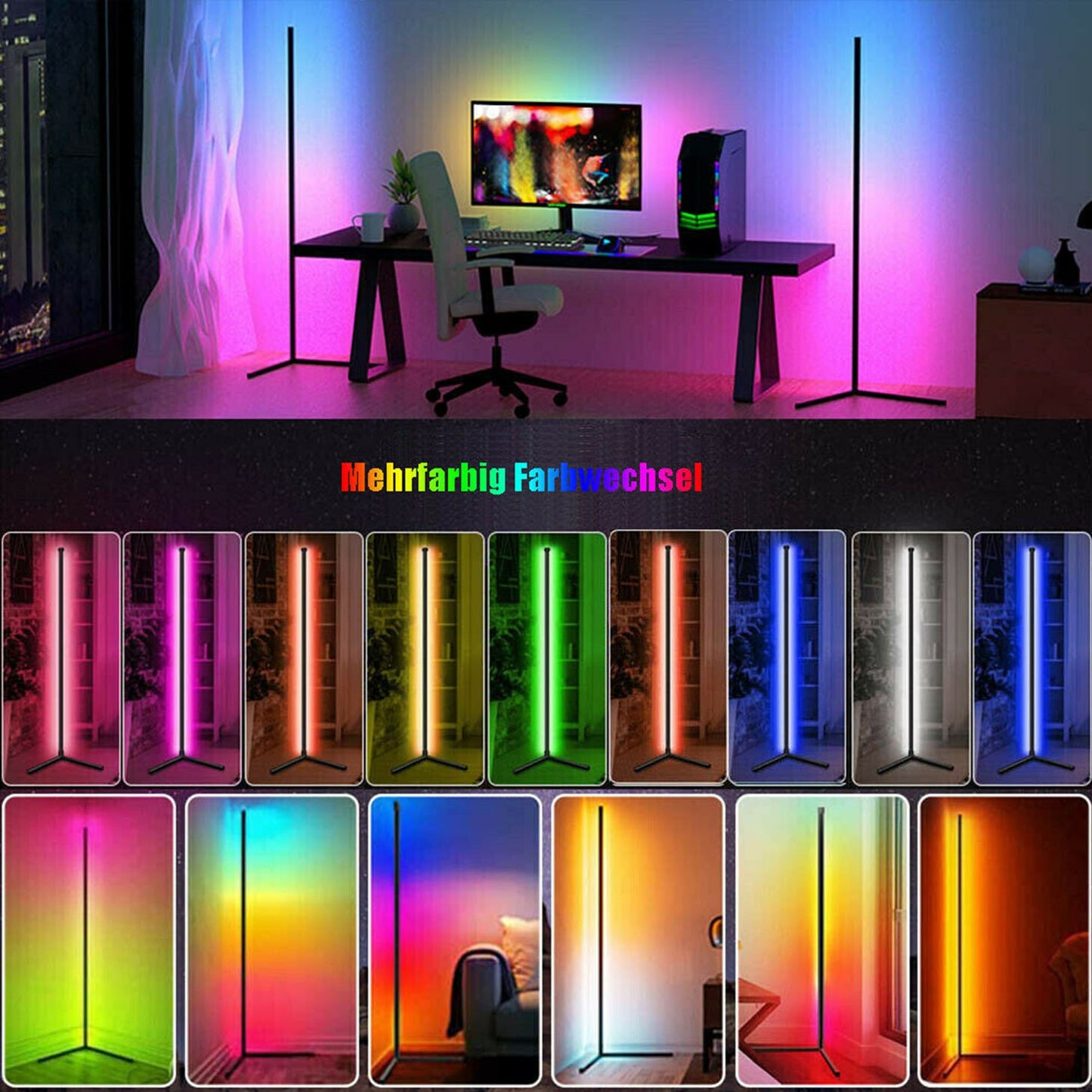 LED Lighting RGB Remote Tall Lamp