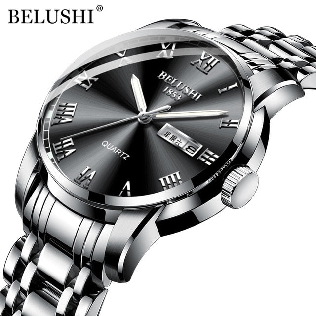 BELUSHI Luminous Waterproof Stainless Steel Wristwatch - Wurlis