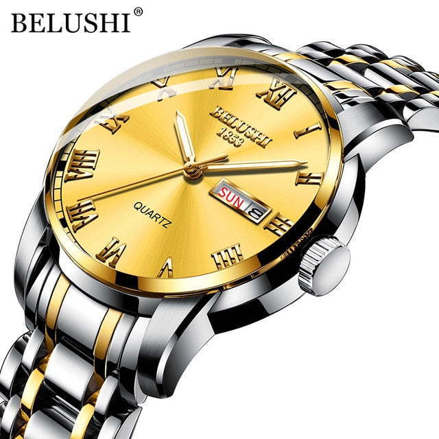 BELUSHI Luminous Waterproof Stainless Steel Wristwatch - Wurlis