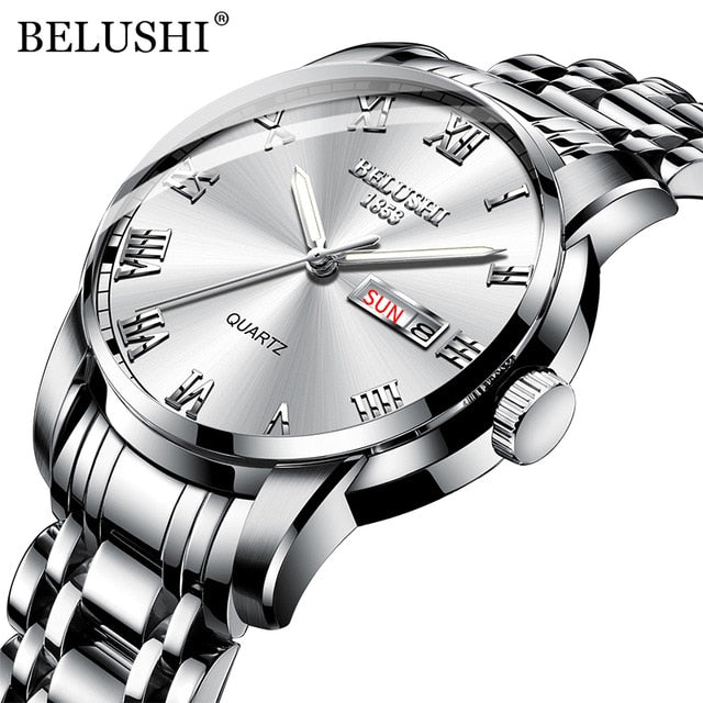 BELUSHI Luminous Waterproof Stainless Steel Wristwatch - Wurlis