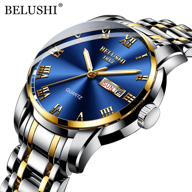 BELUSHI Luminous Waterproof Stainless Steel Wristwatch - Wurlis