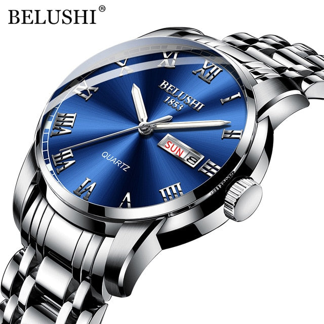 BELUSHI Luminous Waterproof Stainless Steel Wristwatch - Wurlis