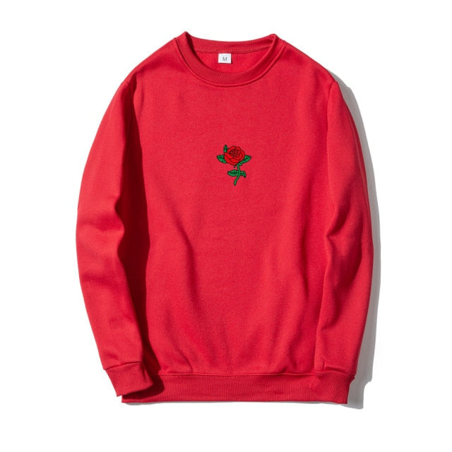 Printed Centered Rose Sweatshirt - Wurlis