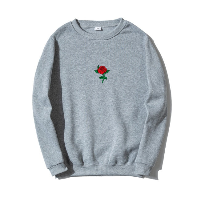 Printed Centered Rose Sweatshirt - Wurlis