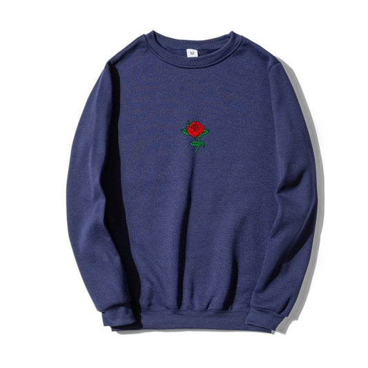 Printed Centered Rose Sweatshirt - Wurlis