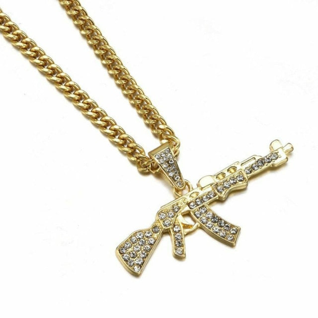 Rhinestone AK Pendant & Chain - Wurlis