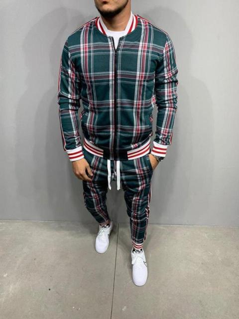 Designed Plaid Striped Tracksuit Co-ord - Wurlis