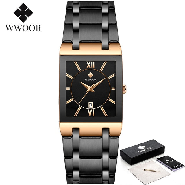 WWOOR Luxury Golden Quartz Stainless Steel Waterproof Wrist Watch - Wurlis