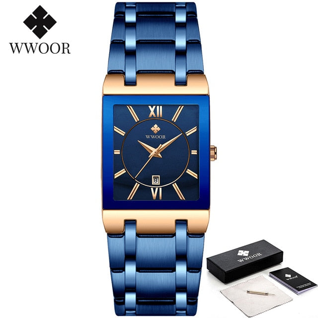 WWOOR Luxury Golden Quartz Stainless Steel Waterproof Wrist Watch - Wurlis