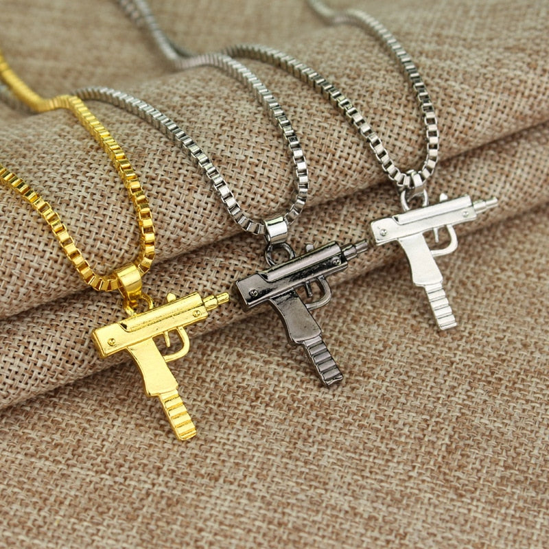 Army Style Uzi Pendant & Chain - Wurlis