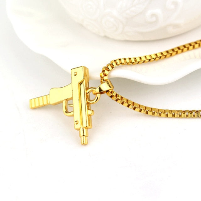 Army Style Uzi Pendant & Chain - Wurlis