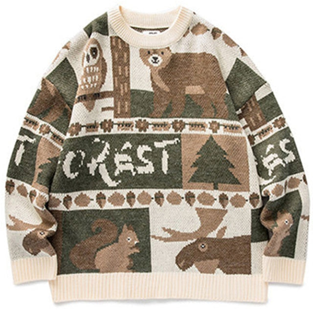 Knitted Vintage Forest & Nature Sweater - Wurlis