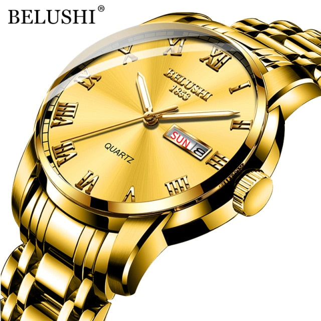 BELUSHI Luminous Waterproof Stainless Steel Wristwatch - Wurlis