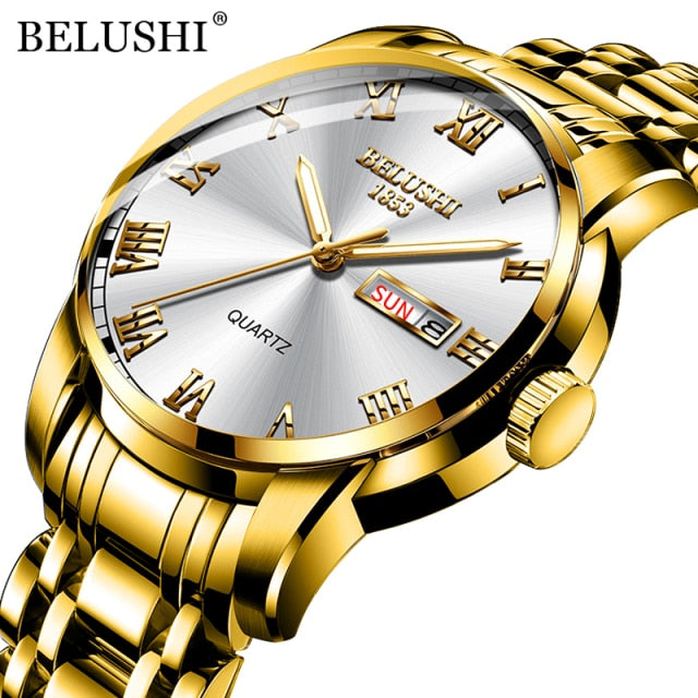 BELUSHI Luminous Waterproof Stainless Steel Wristwatch - Wurlis