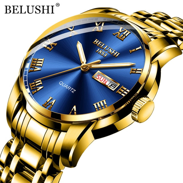 BELUSHI Luminous Waterproof Stainless Steel Wristwatch - Wurlis