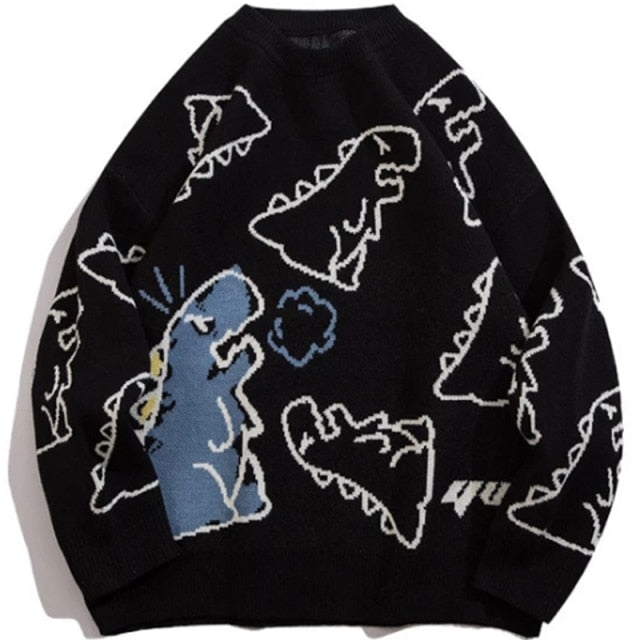 Knitted Vintage Cartoon T-Rex Sweater - Wurlis