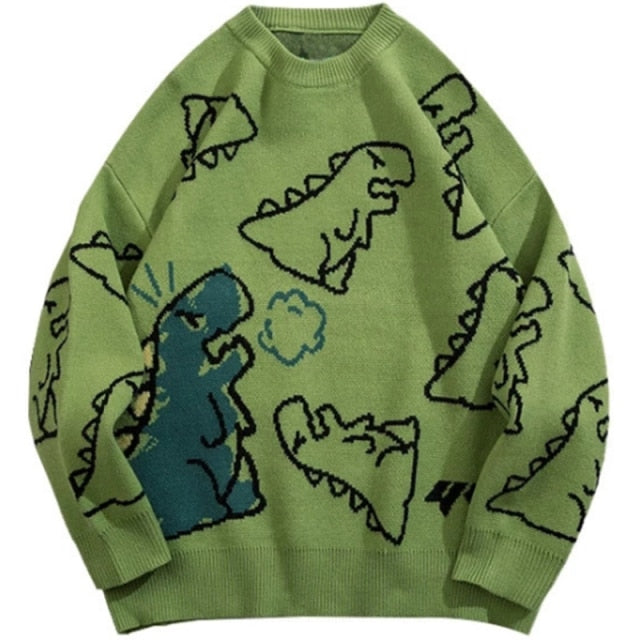 Knitted Vintage Cartoon T-Rex Sweater - Wurlis