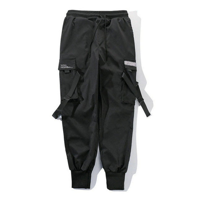 Black Cargo Pants w/Ribbons - Wurlis