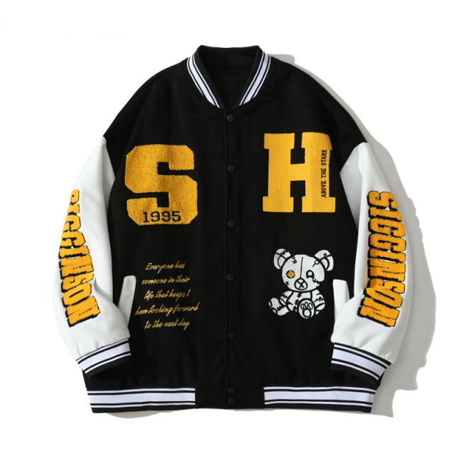 Embroidered S & H Bomber Varsity Jacket - Wurlis