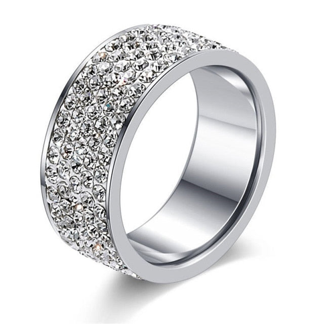 Refined Stainless Steel & Filled Rhinestone Ring - Wurlis