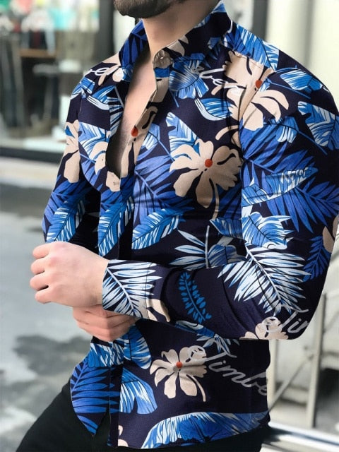 Long Sleeve Hawaiian Button Down Shirt - Wurlis