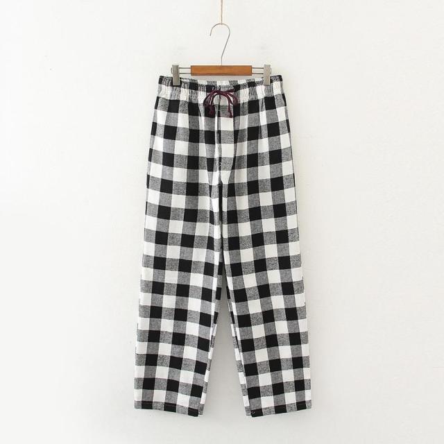 Plaid Cotton Pajama Pants - Wurlis