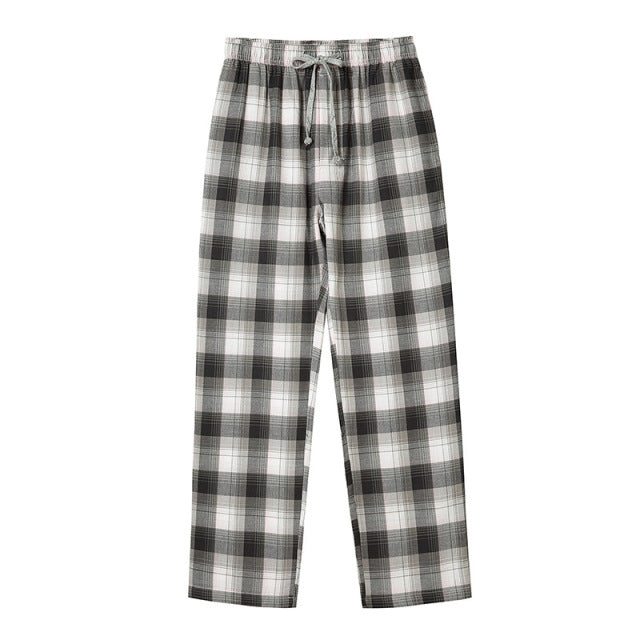 Plaid Cotton Pajama Pants - Wurlis