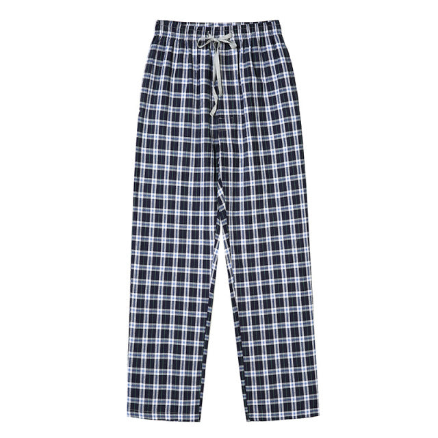 Plaid Cotton Pajama Pants - Wurlis