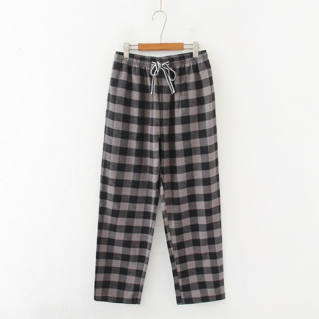 Plaid Cotton Pajama Pants - Wurlis