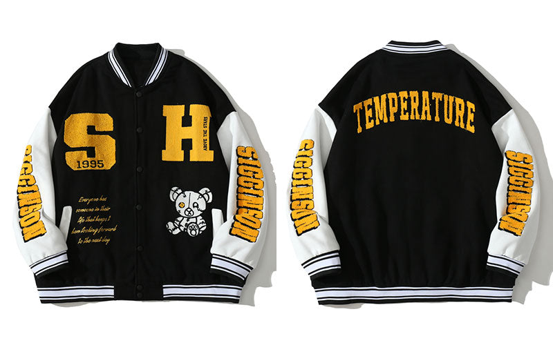 Embroidered S & H Bomber Varsity Jacket - Wurlis